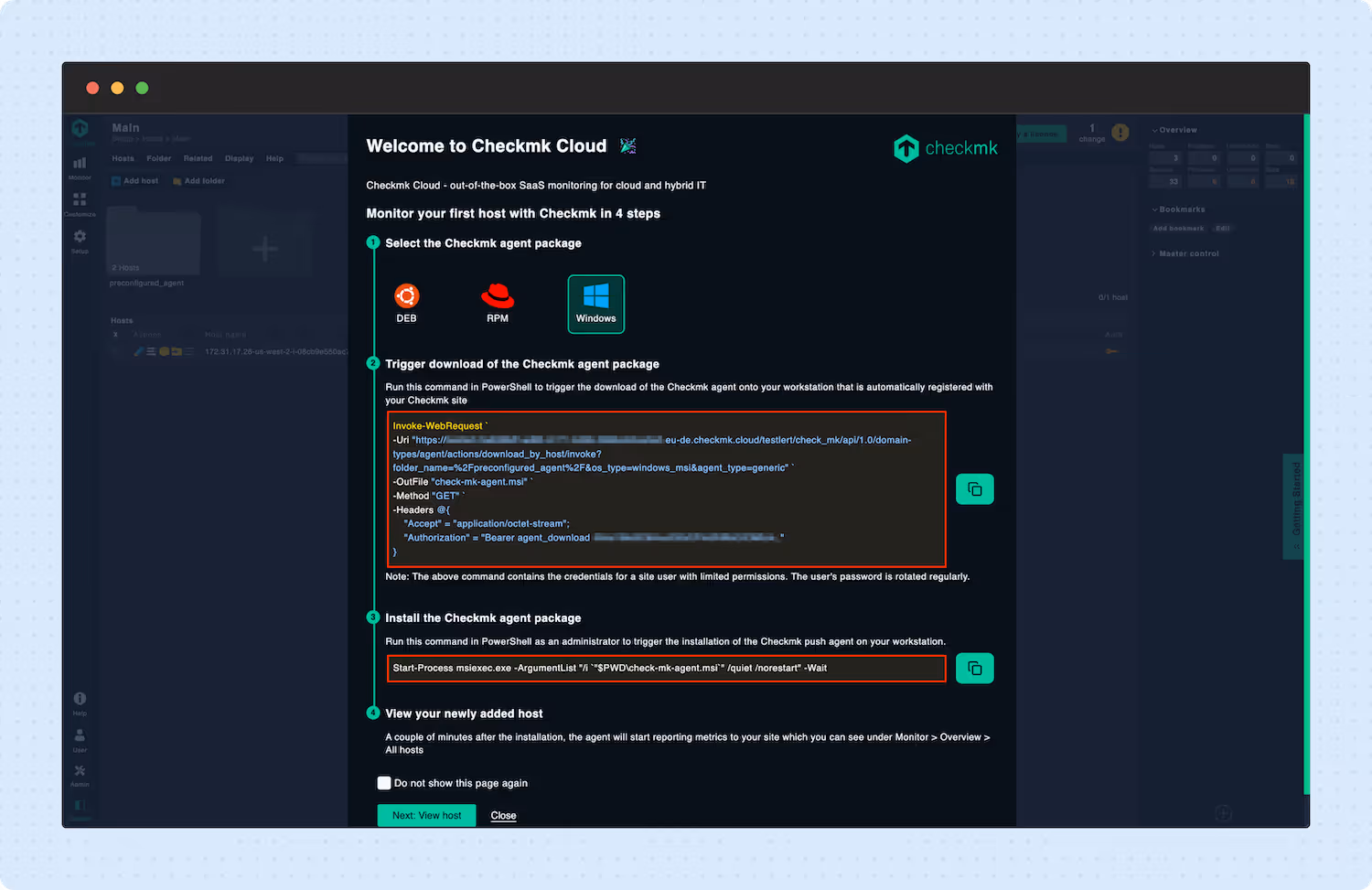 Adding a Windows host via Checkmk agent 01