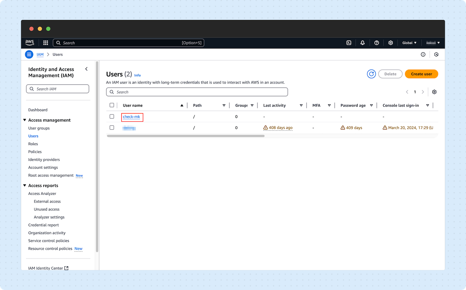 Creating an IAM User for Checkmk 06
