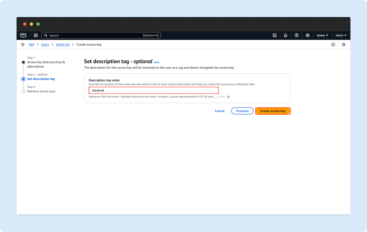 Creating an IAM User for Checkmk 10