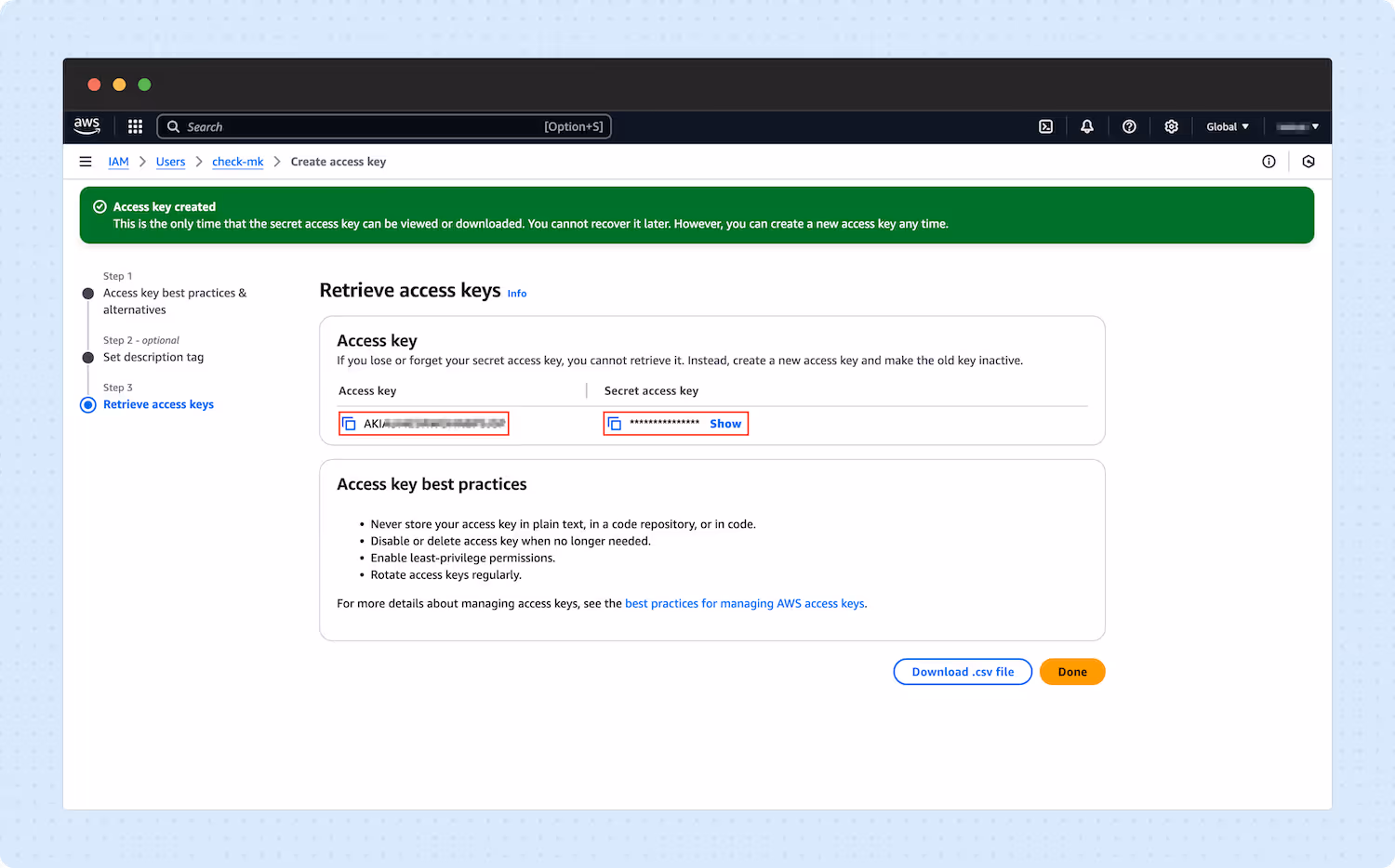 Creating an IAM User for Checkmk 11