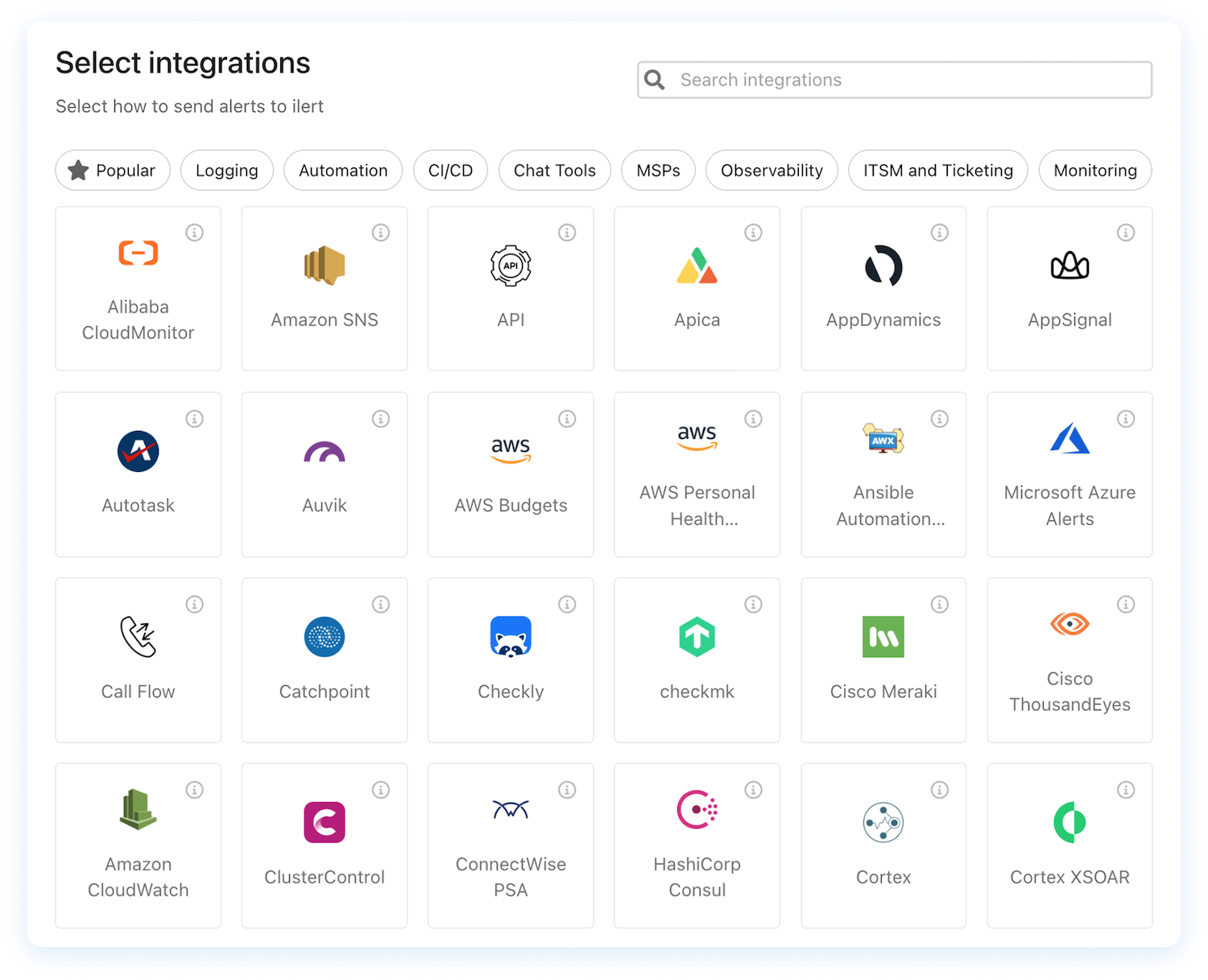 list of ilert integrations