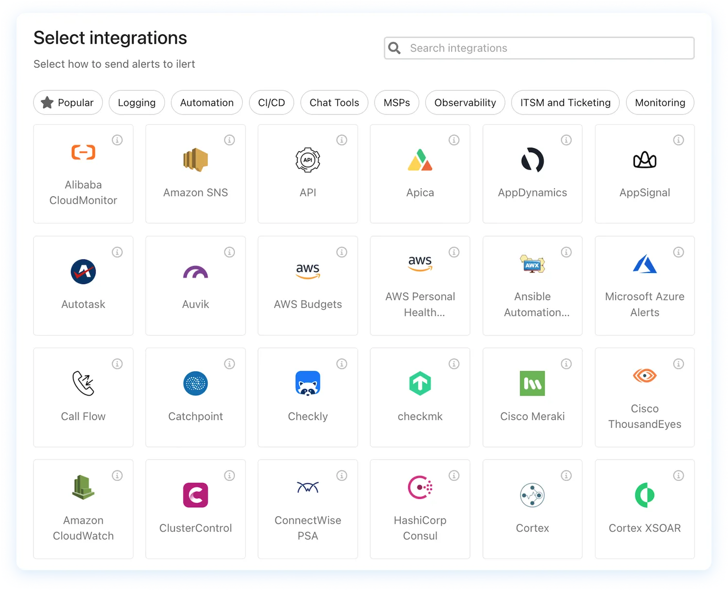 list of ilert integrations