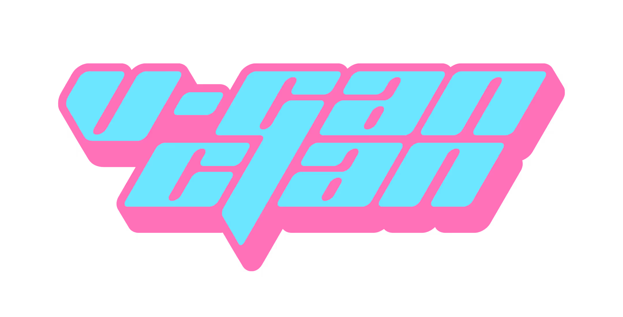 Bright blue bubbly stylized text reading 'V-Gan Clan' with a bold pink outline on a black background.