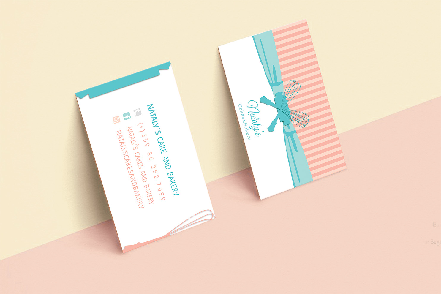 Design a business card for Nataly's neighbourhood corner bakery.
