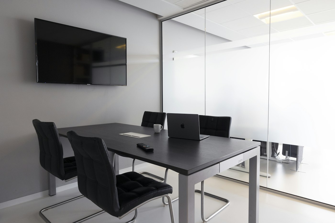 Conference room with wall-mounted display