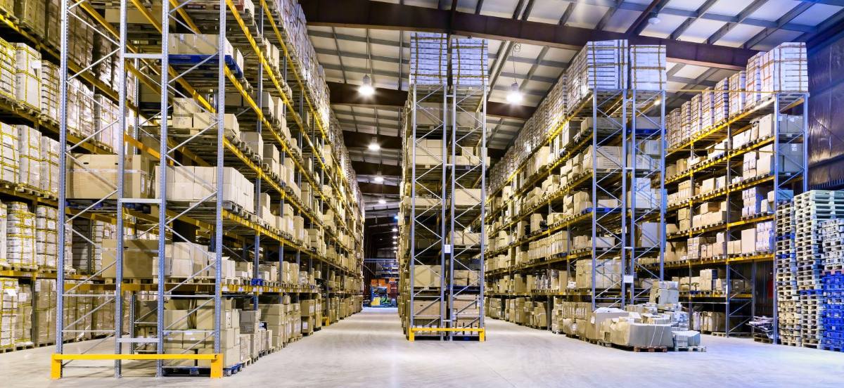 Warehouse with tall racking