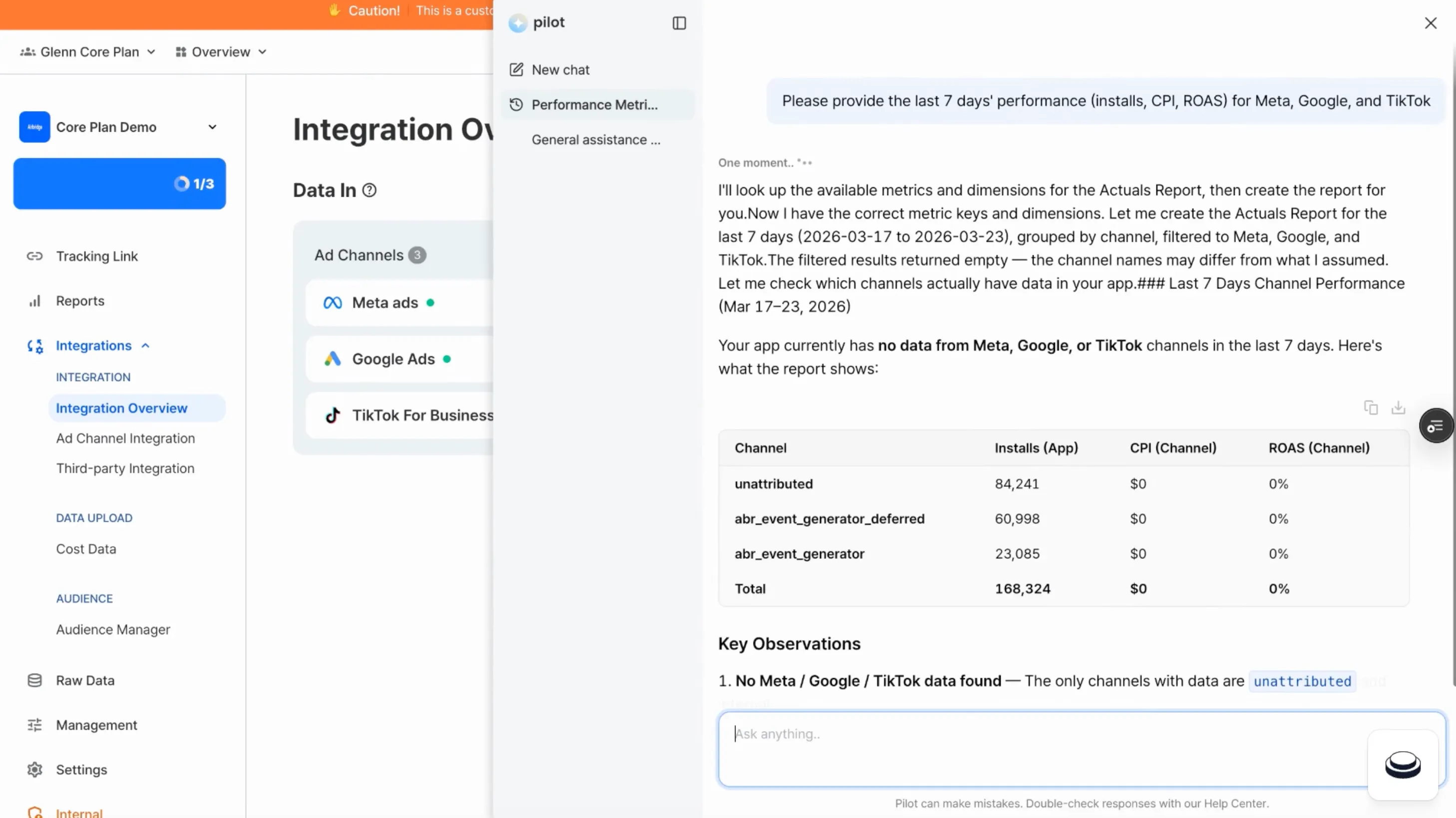 Then, Airbridge Pilot will answer and show you marketing dashboard you look for!