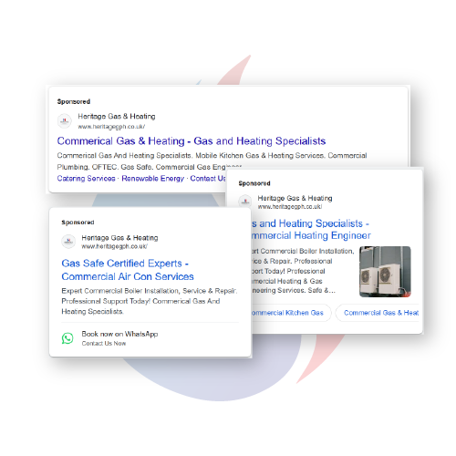 A mock up of google ads ran for Heritage