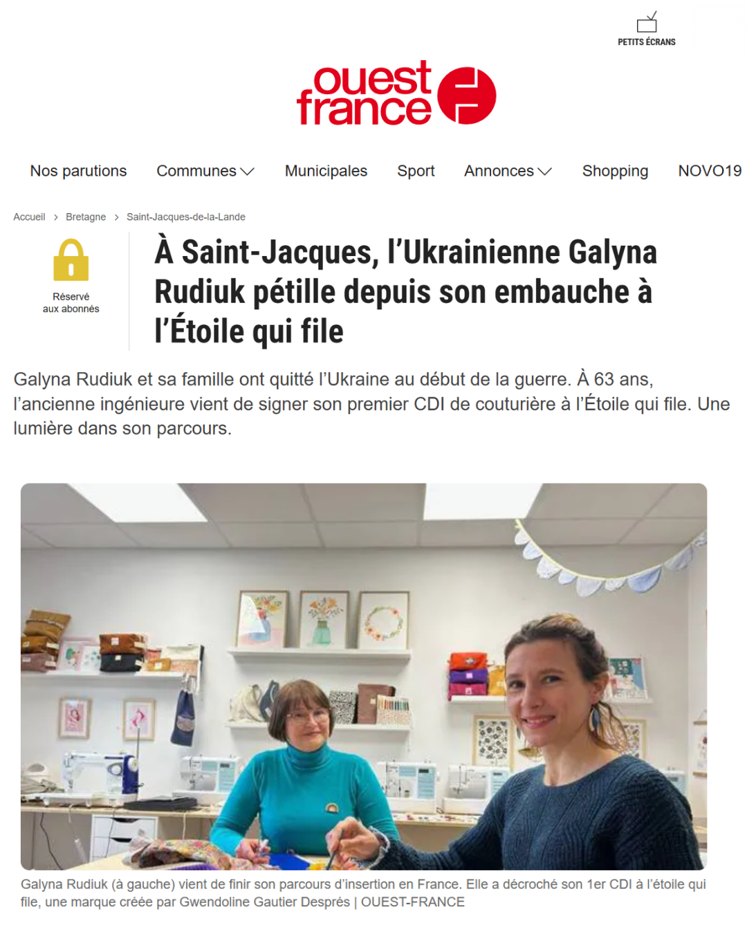 À Saint-Jacques, l’Ukrainienne Galyna Rudiuk pétille depuis son embauche à l’Étoile qui file