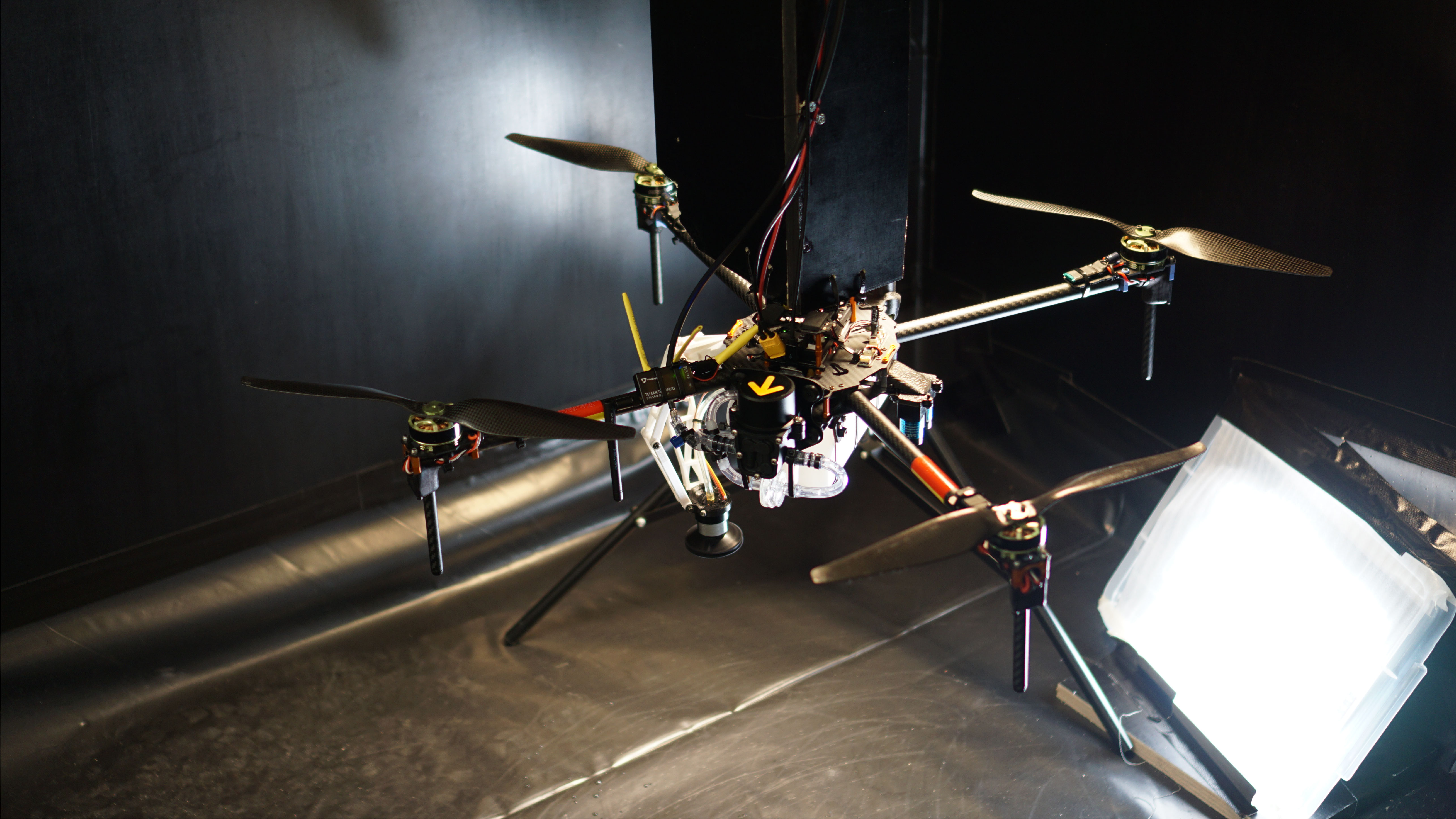 A custom research sprayer drone designed by Apiary Works