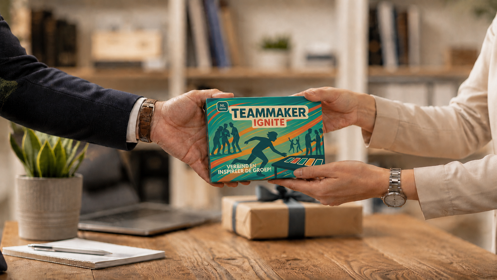 Teammaker Ignite box being handed over as a professional team gift