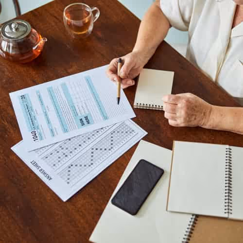 Person looking through tax documents