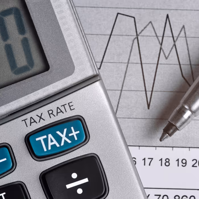 Tax Calculator with graph behind it.