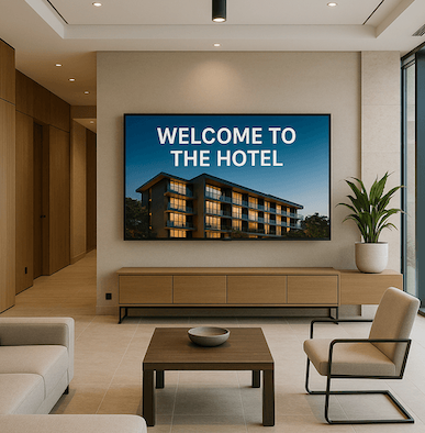truDigital digital signage welcome display enhancing guest experiences in a hospitality hotel lobby
