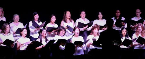 The community choir singing in concert.