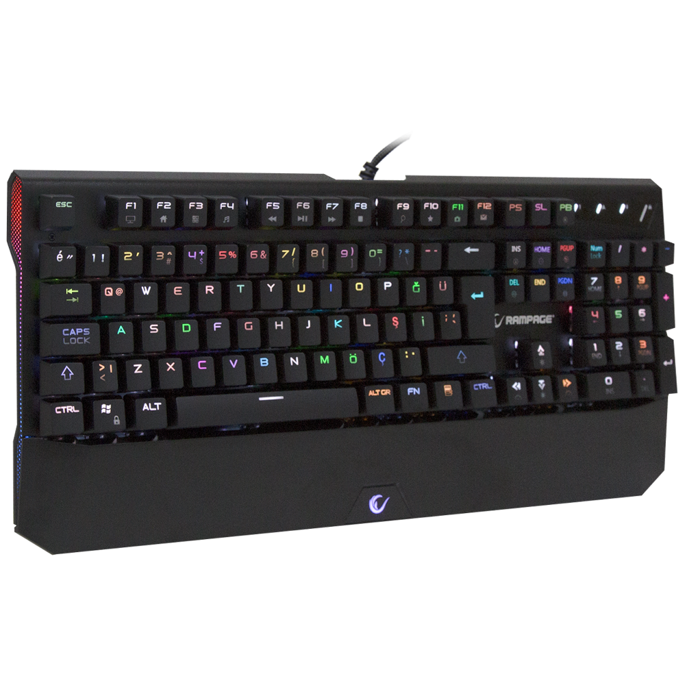 Rampage הטוב ביותר KB-R95 X-TITAN USB RGB מקלדת מכנית מלאה למשחקים כפתור כחול באינטרנט.