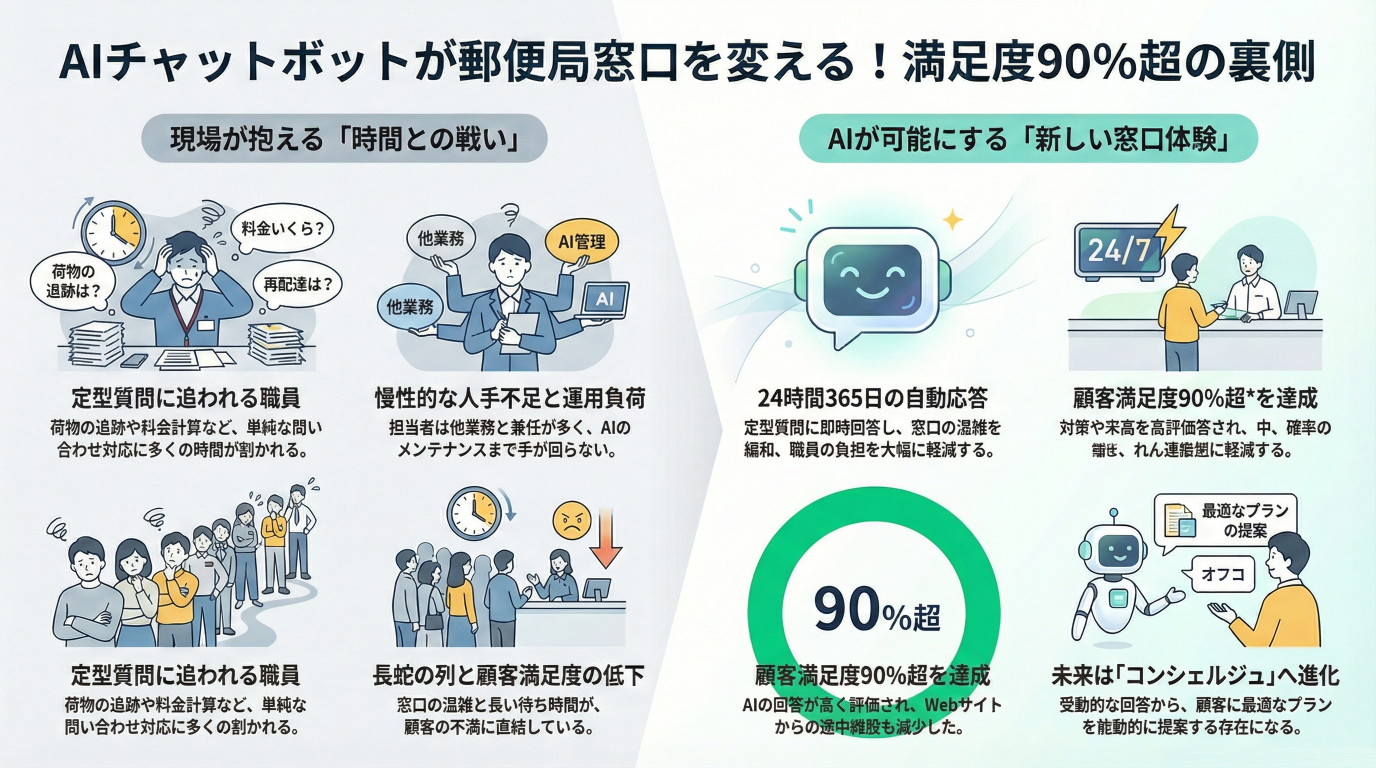 AIチャットボットで郵便局窓口業務はここまで変わる！満足度90%超を実現する「運用定着」の秘訣