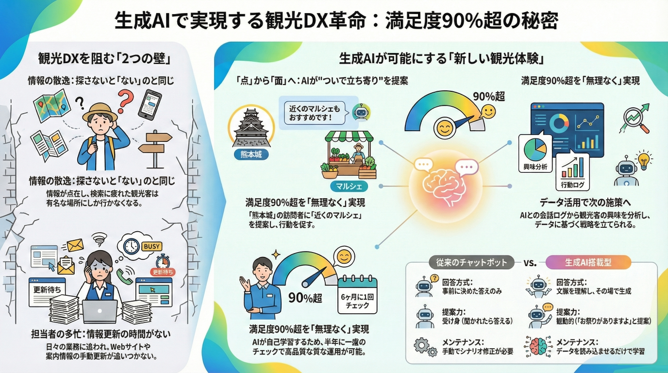 観光DXの鍵は「回遊率」と「運用定着」。満足度90%超を実現する生成AI活用術
