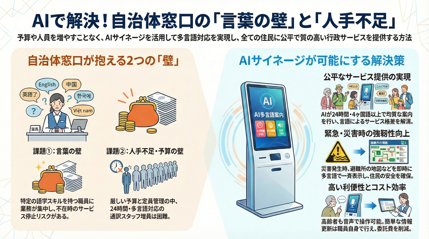 窓口の多言語対応、諦めていませんか？ 職員を増やさず「言葉の壁」を越えるAI活用事例