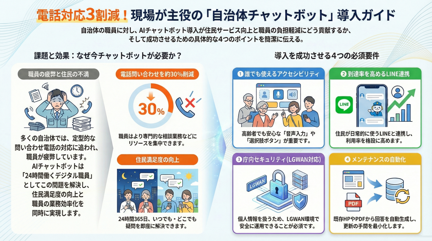市役所HPのチャットボット導入ガイド｜電話対応を3割減らす「現場主導」のDXポイント