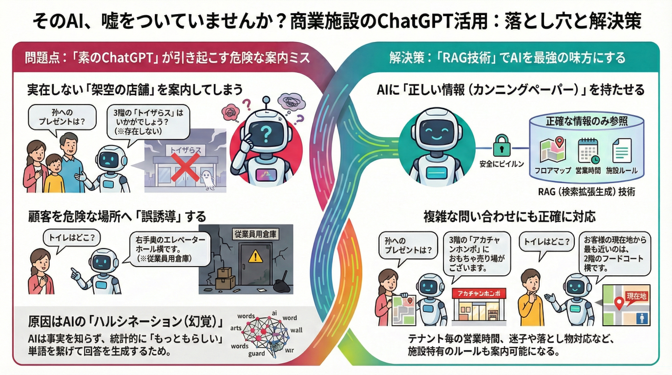 検証】ChatGPTにお客様案内をさせたら「架空の店舗」を案内された件。商業施設での活用はアリかナシか？ | AIチャットボットさくらさん |  AIさくらさん