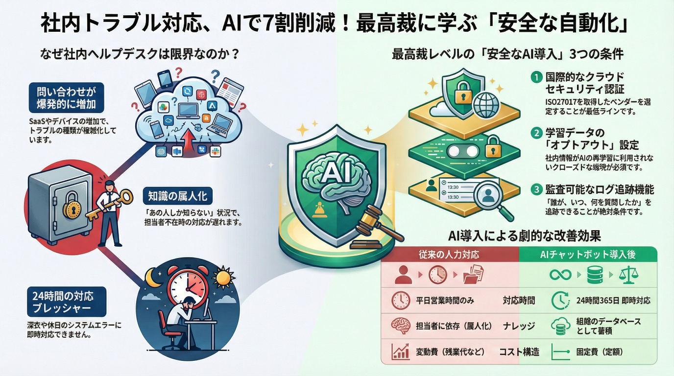社内トラブル対応をAIで劇的改善｜最高裁に学ぶ「セキュリティ」と「自動化」の最適解