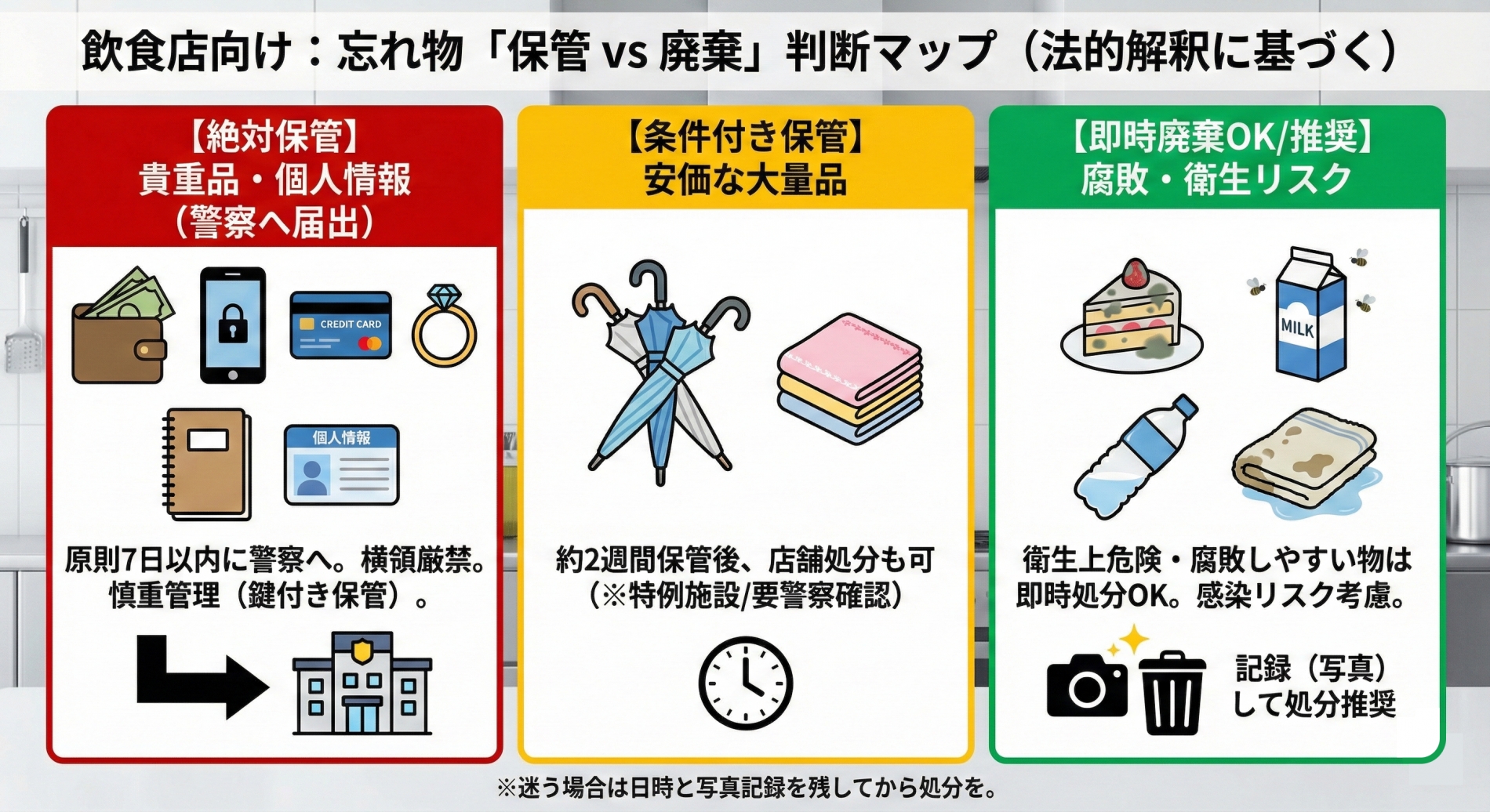 【飲食店における保管・廃棄の判断リスト】