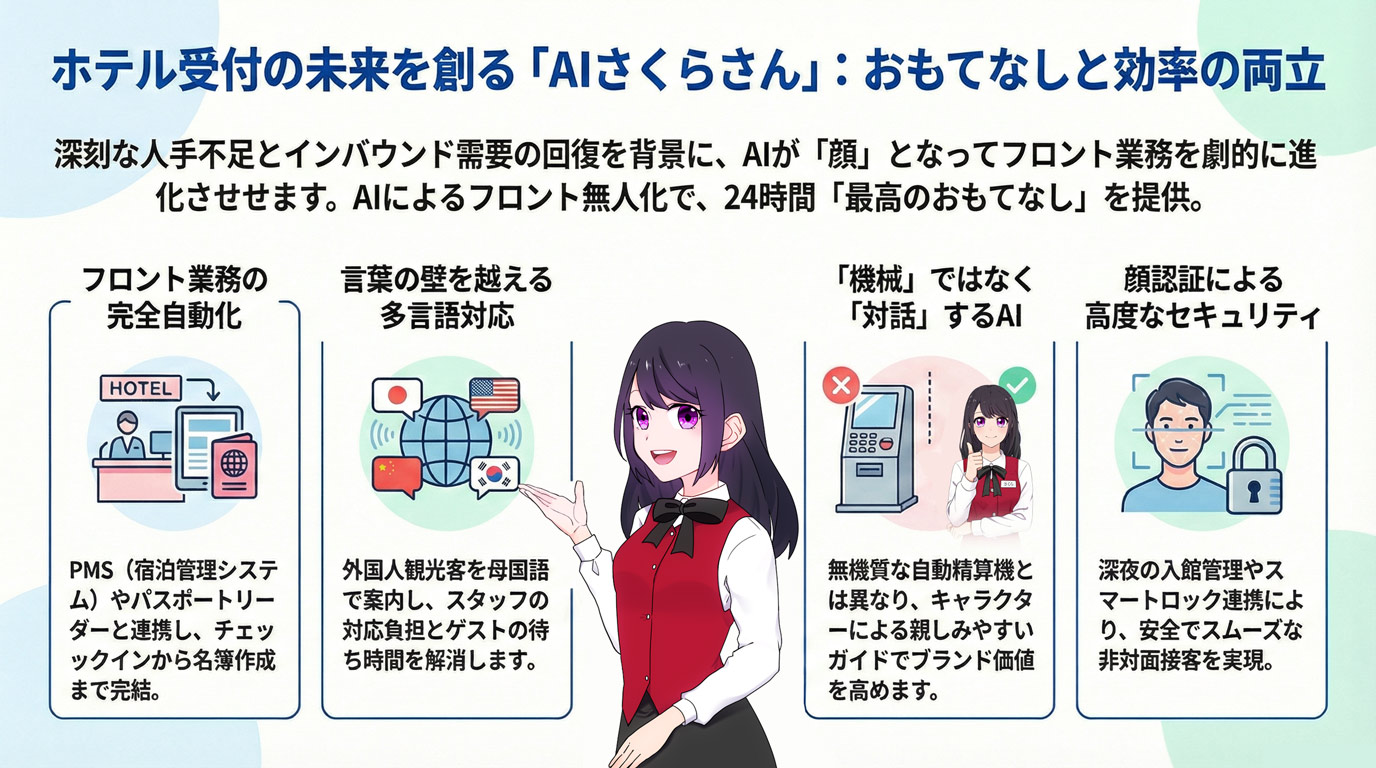 ホテル受付の未来を創る「AIさくらさん」:おもてなしと効率の両立