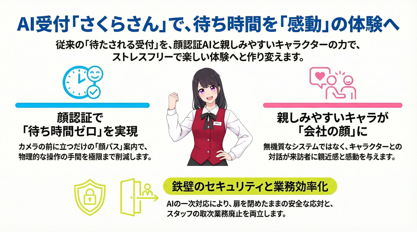 AI受付「さくらさん」で、待ち時間を「感動」の体験へ