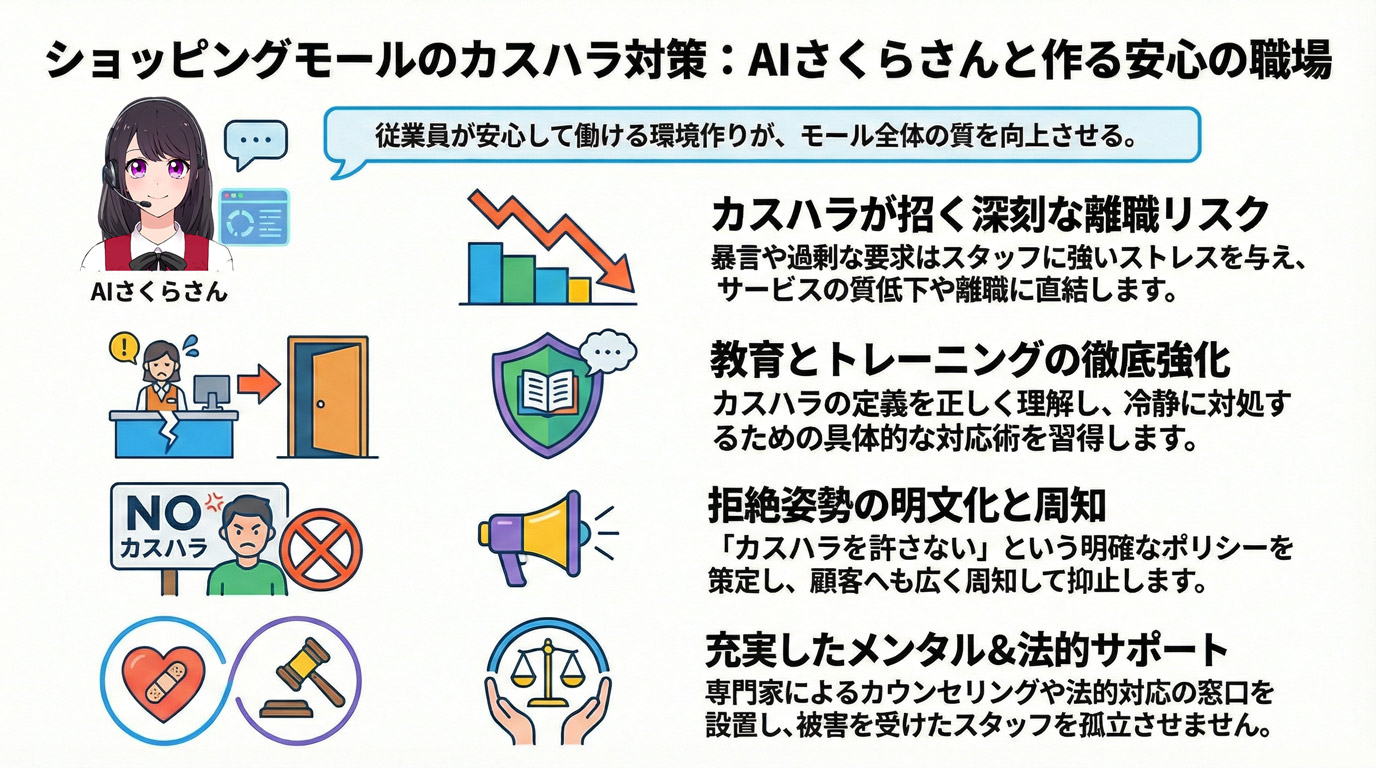 ショッピングモールのカスハラ対策:AIさくらさんと作る安心の職場