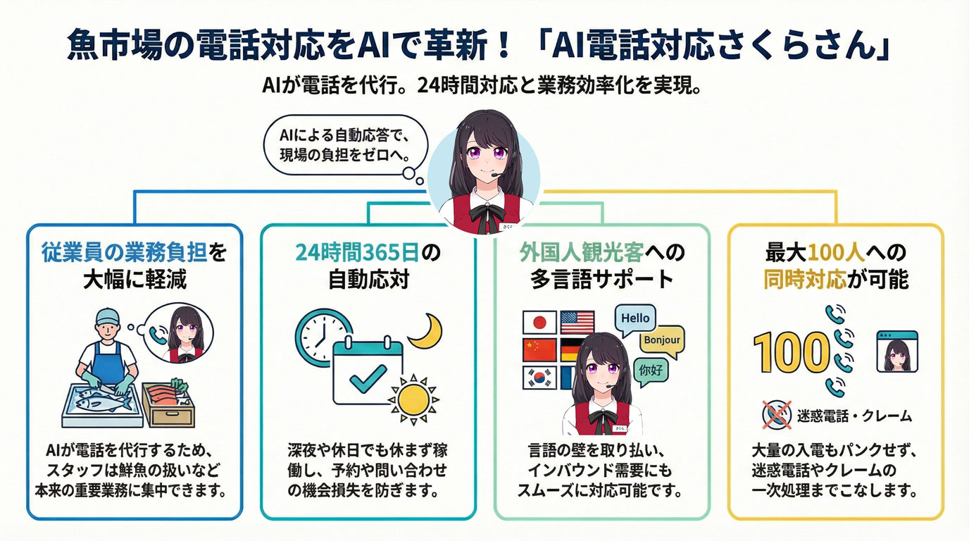 魚市場の電話対応をAIで革新!「AI電話対応さくらさん」