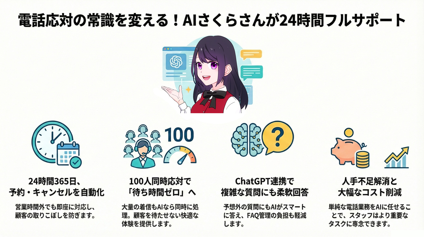電話応対の常識を変える!AIさくらさんが24時間フルサポート