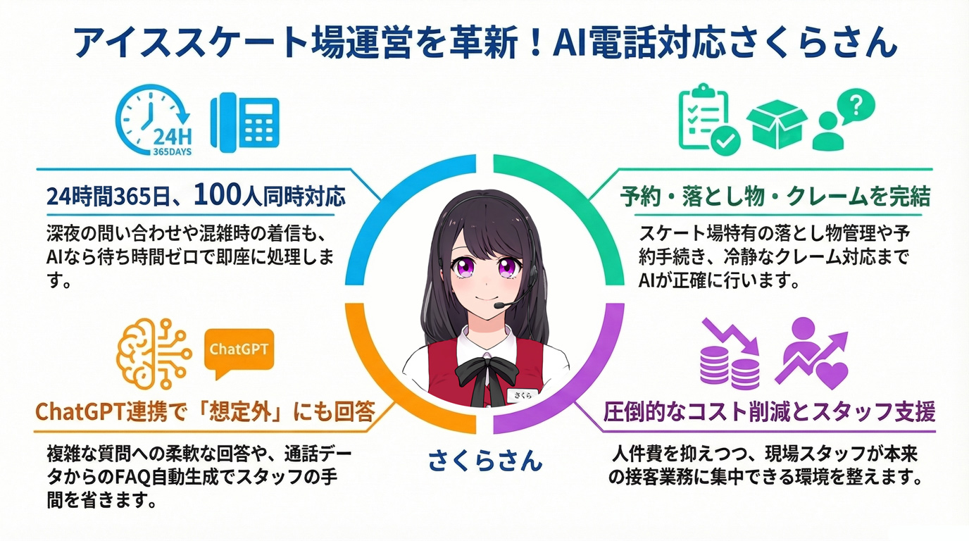 アイススケート場運営を革新!AI電話対応さくらさん