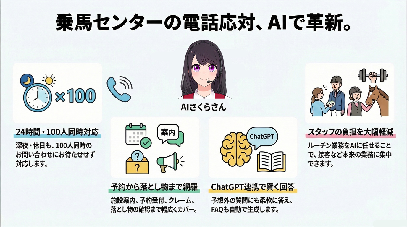 乗馬センターの電話応対、AIで革新