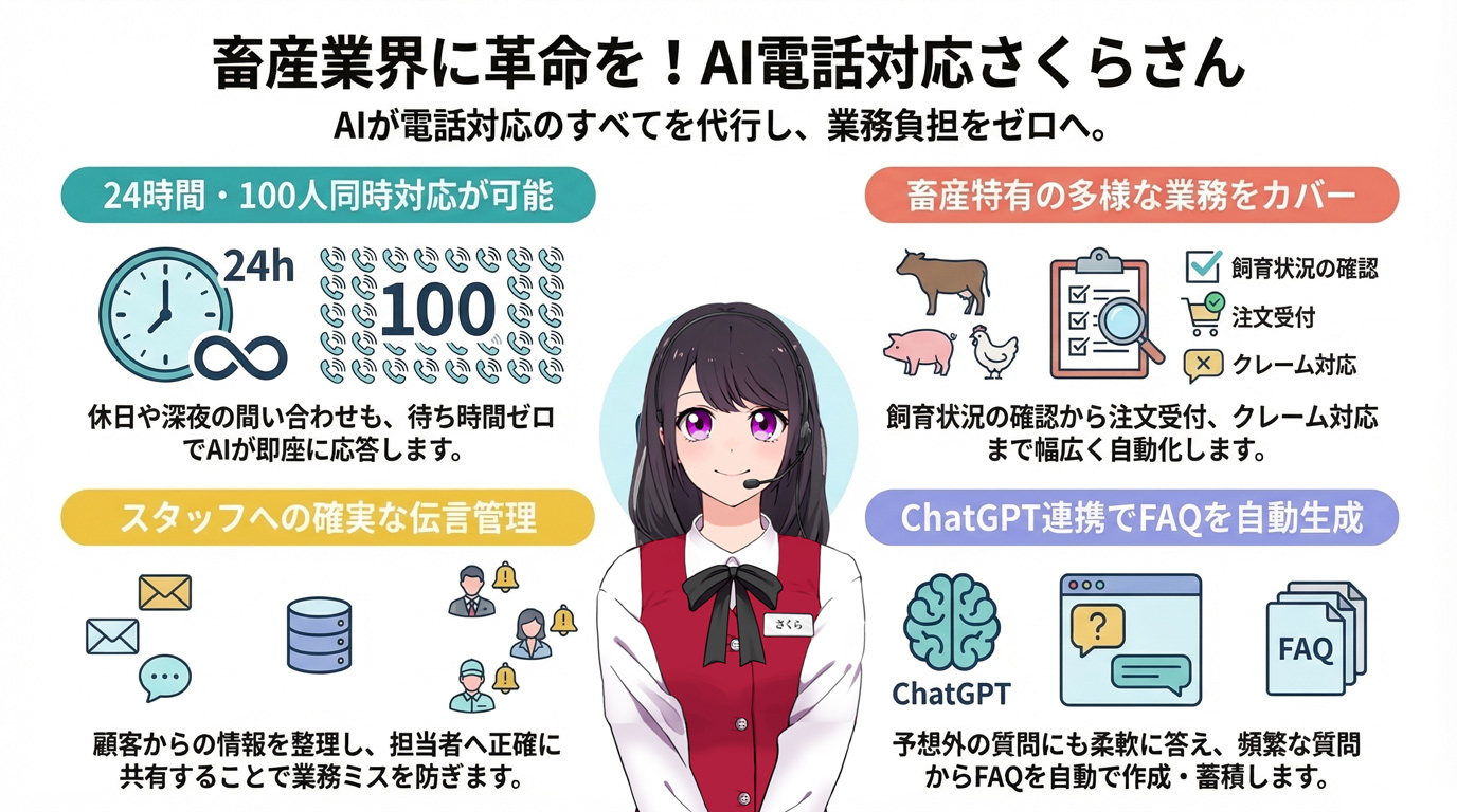 畜産業界に革命を!AI電話対応さくらさん
