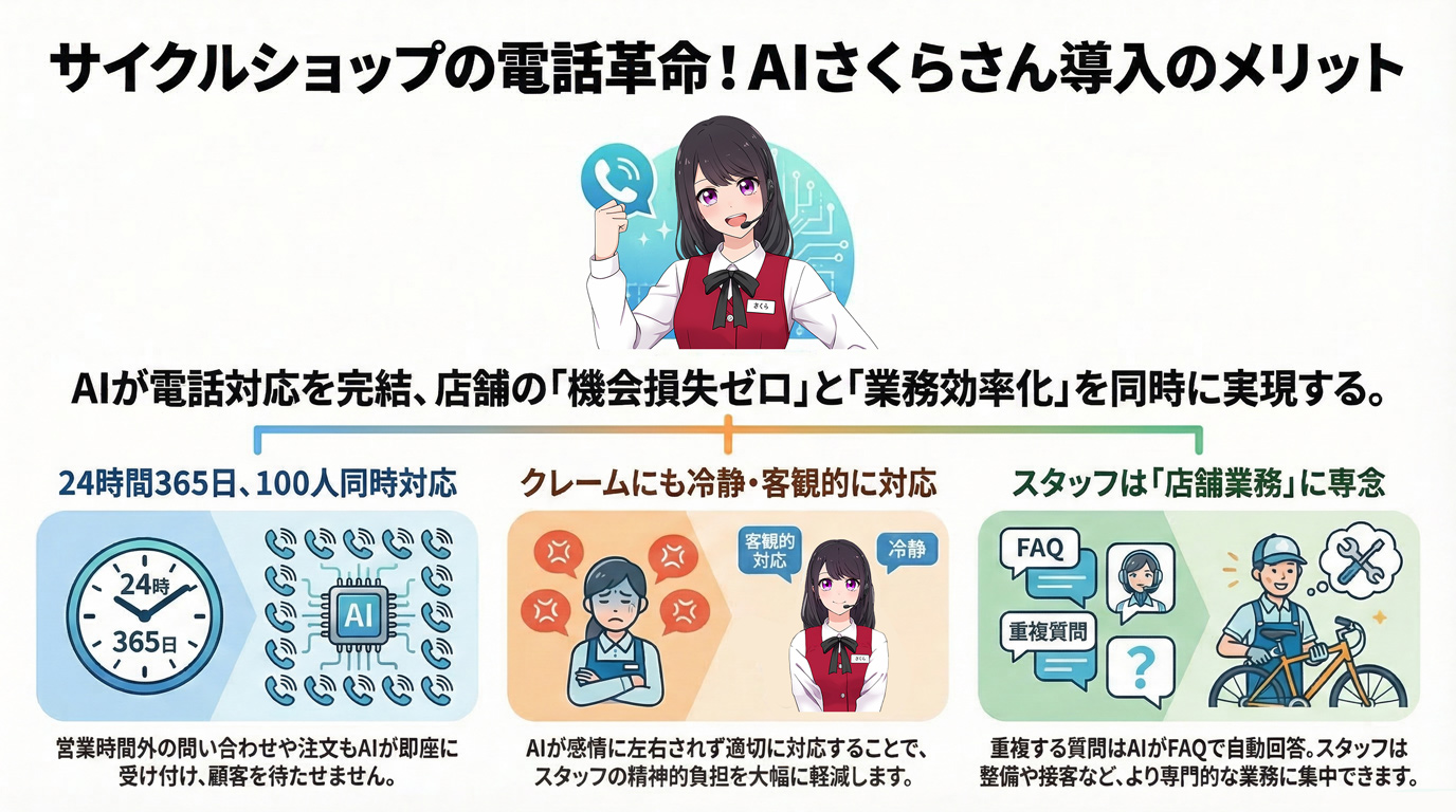 サイクルショップの電話革命!AIさくらさん導入のメリット