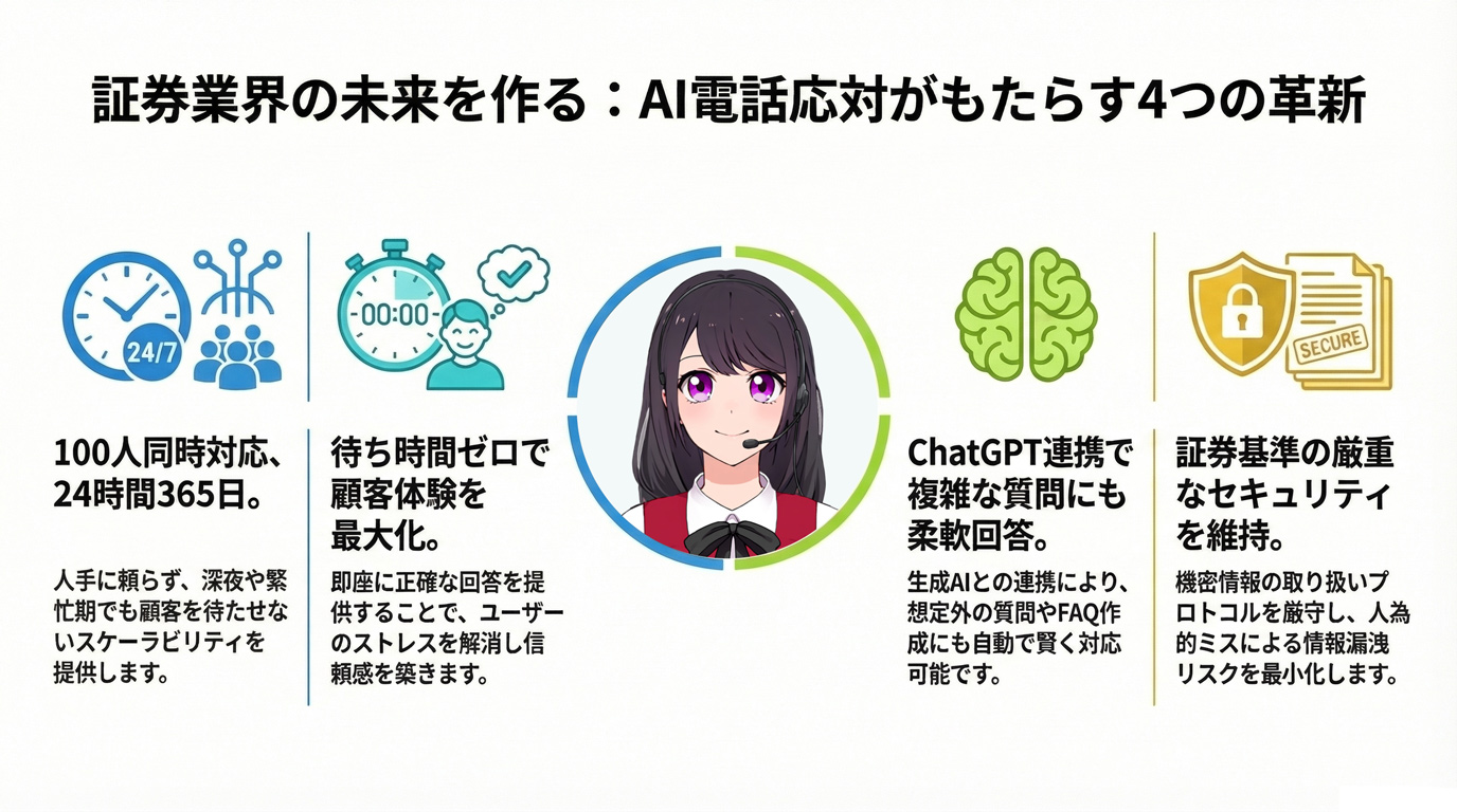 証券業界の未来を作る:AI電話応対がもたらす4つの革新