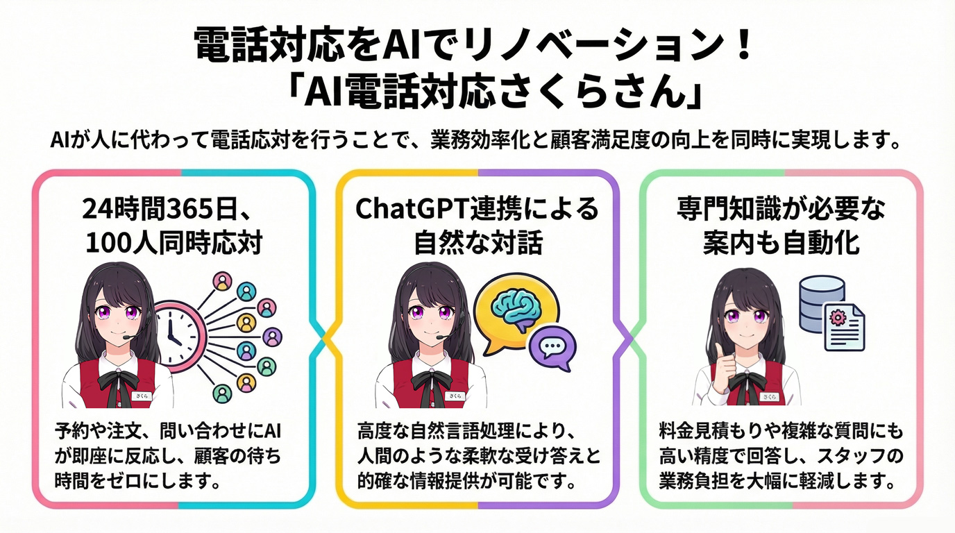電話対応をAIでリノベーション!「AI電話対応さくらさん」