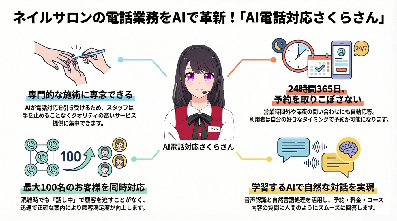 ネイルサロンの電話業務をAIで革新!「AI電話対応さくらさん」
