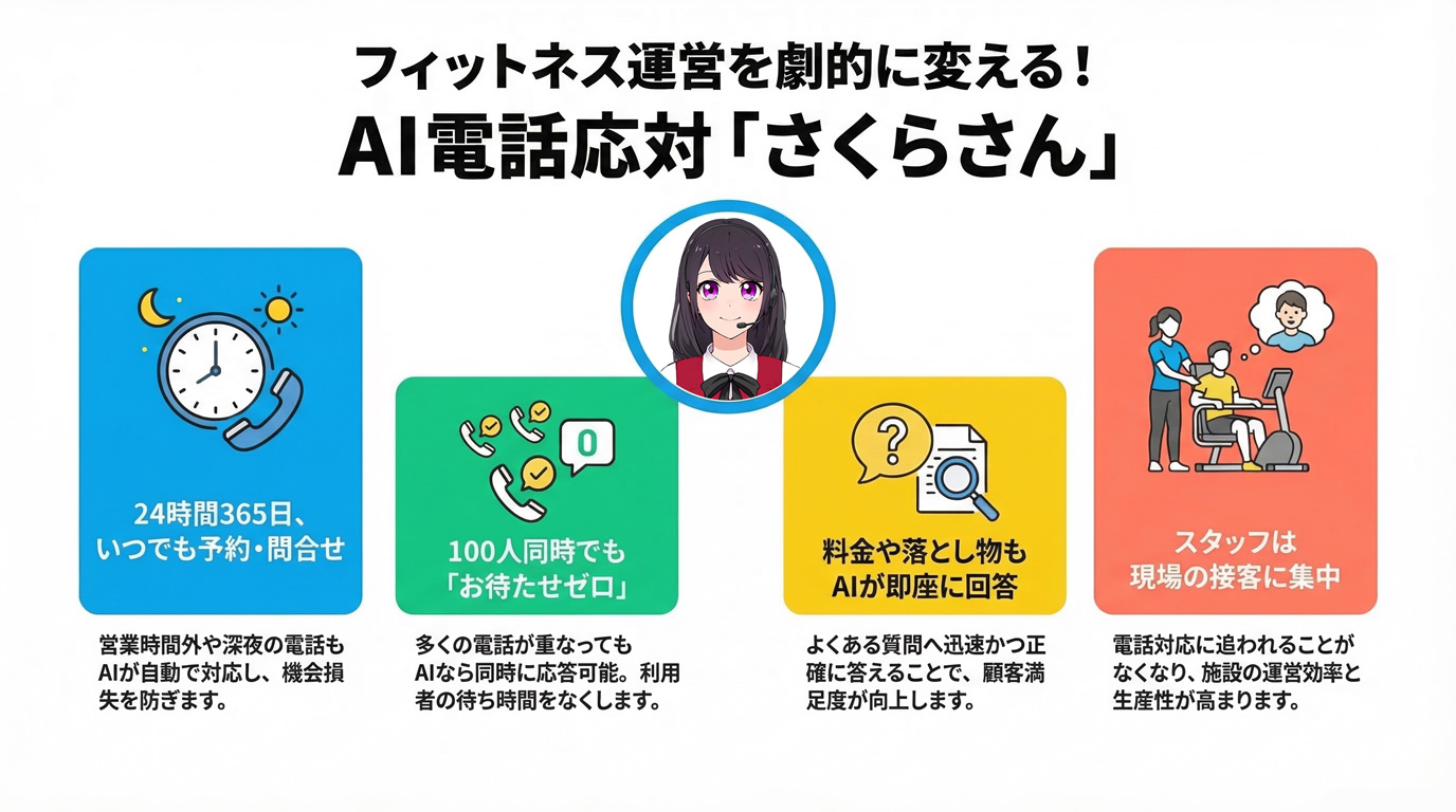 フィットネス運営を劇的に変える!AI電話応対「さくらさん」