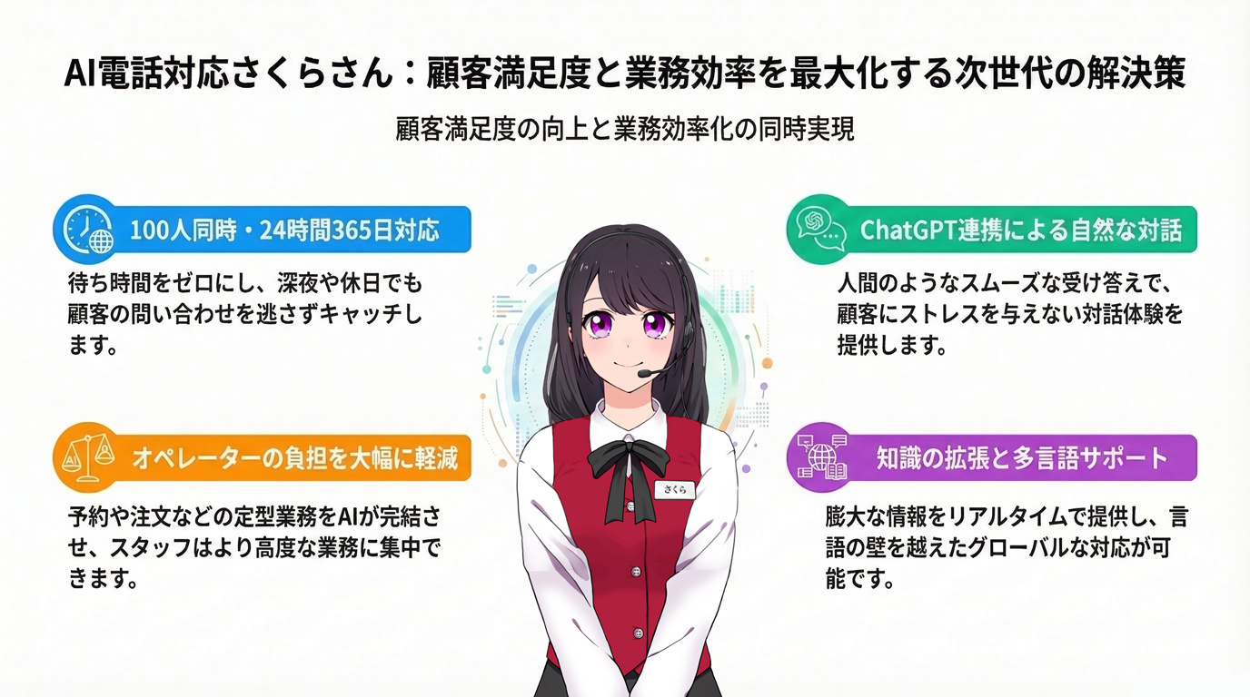 AI電話対応さくらさん:顧客満足度と業務効率を最大化する次世代の解決策