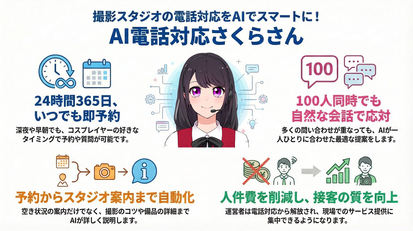 撮影スタジオの電話対応をAIでスマートに!