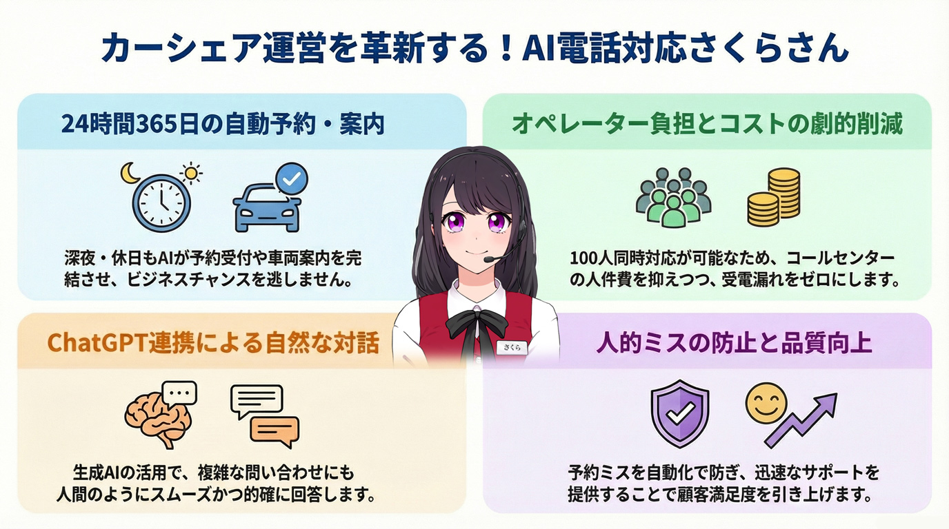 カーシェア運営を革新する!AI電話対応さくらさん