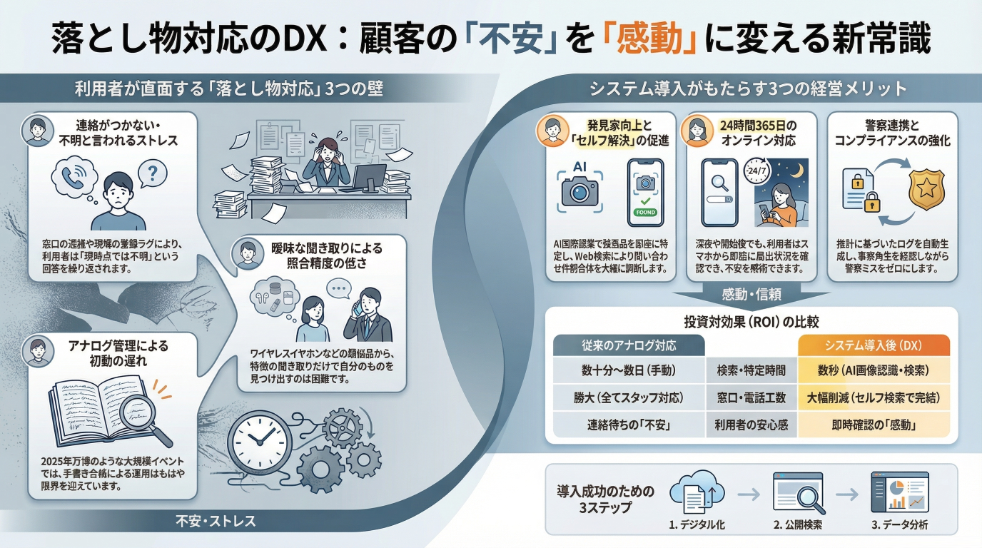 落とし物検索システム導入ガイド｜顧客の「不安」を「感動」に変える施設運営の新常識