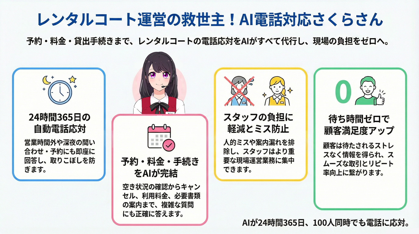 レンタルコート運営の救世主!AI電話対応さくらさん