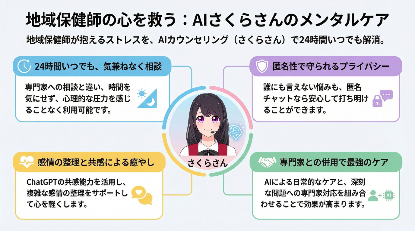 地域保健師の心を救う:AIさくらさんのメンタルケア