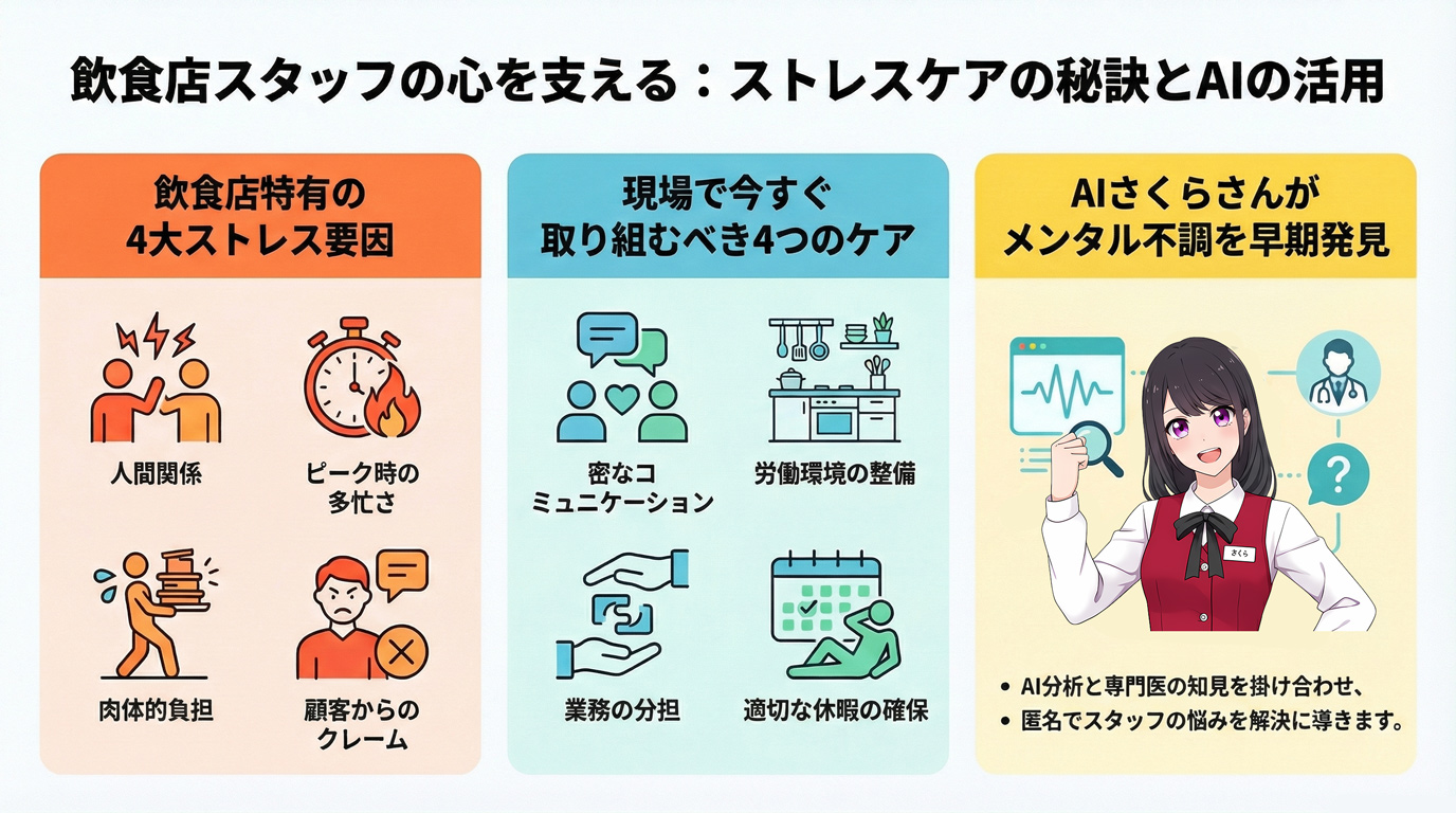 飲食店スタッフの心を支える:ストレスケアの秘訣とAIの活用