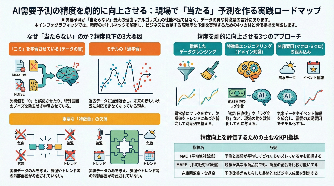 予測精度が低い？AIによる需要予測の精度を向上させる方法を徹底解説