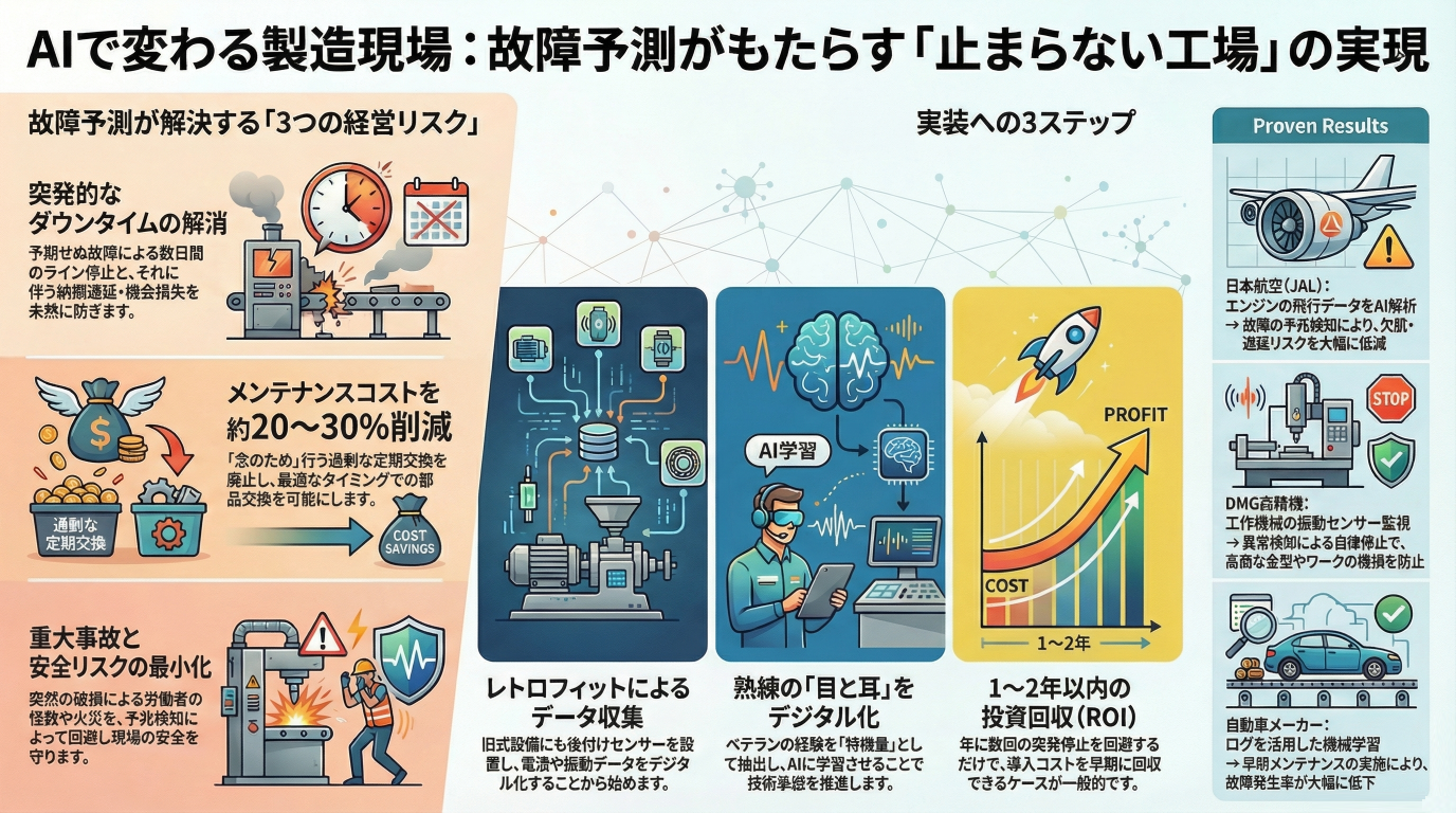 データを活用したAIによる故障予測の重要性と成功事例｜生産ラインを止めない「予知保全」の新常識
