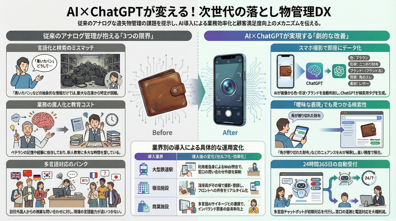 【2026年最新】AI×ChatGPTが変える落とし物管理｜導入メリットと現場の改善事例
